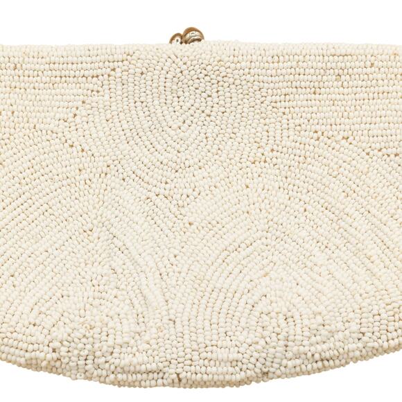 Walborg Vintage Cream Beaded Clutch Evening Handbag Small - Picture 4 of 6